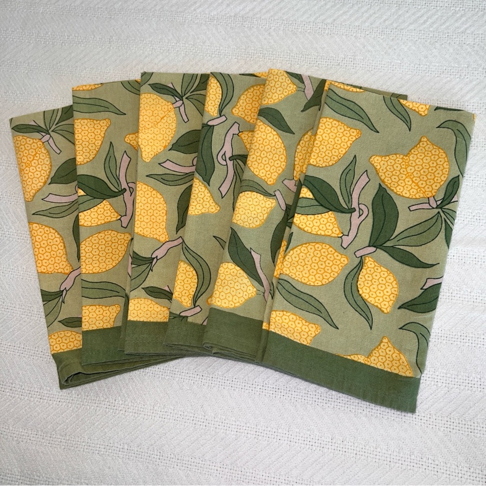 Couleur Nature 6 20x20 Napkins + 2 Placemats Citron Vert & Yellow Lemon EUC